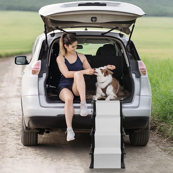 Supfine Hunderampen für Grosse Hunde, Bis 50 kg Belastbar Hundetreppe, Hunde Auto Rampen Faltbar, 4