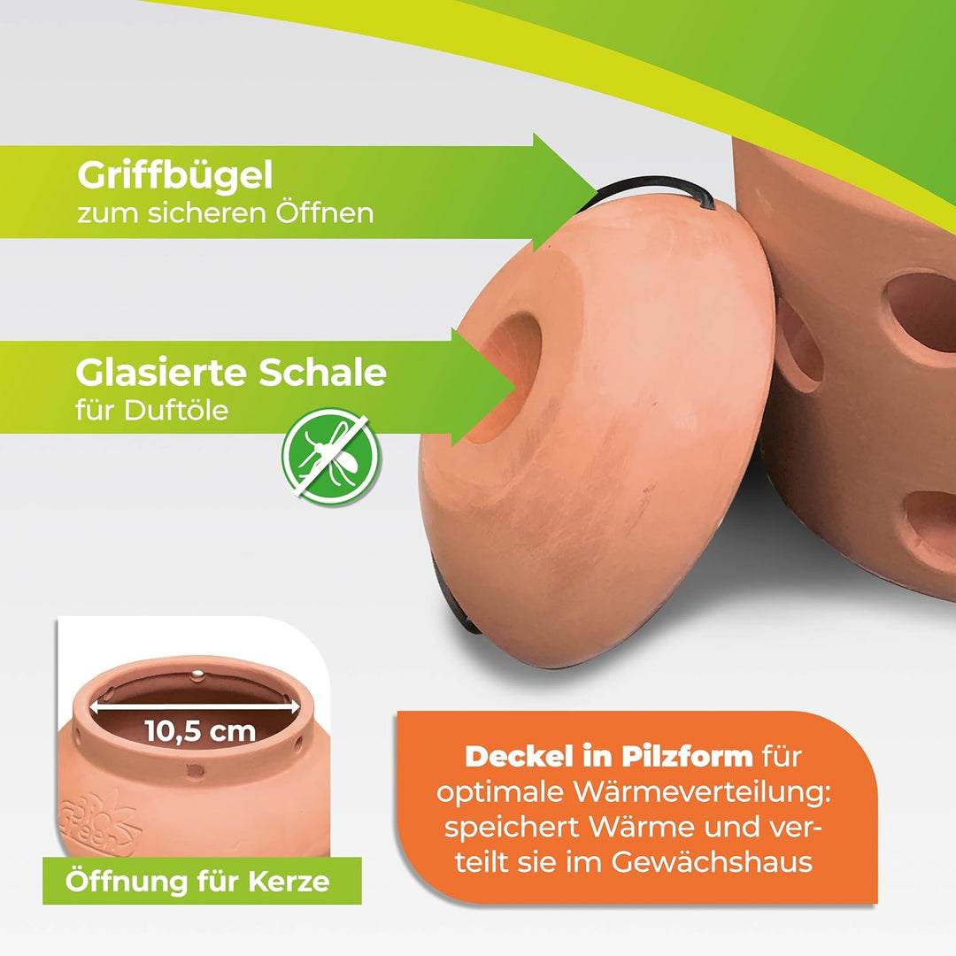 BioGreen Terracotta-Frostwächter Firefly | für kleine Gewächshäuser und Frühbeete | glasierte Ölscha