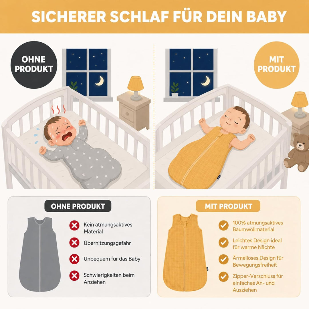 Kinderhaus Blaubär Alvi Babyschlafsack & Windel Blaubaer | Sommerschlafsack atmungsaktiv | Leichter