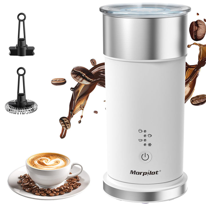 Morpilot Milchaufschäumer Elektrisch 4-in-1, 240ml, 400W für Heissen & Kalten Milchschaum, Edelstahl