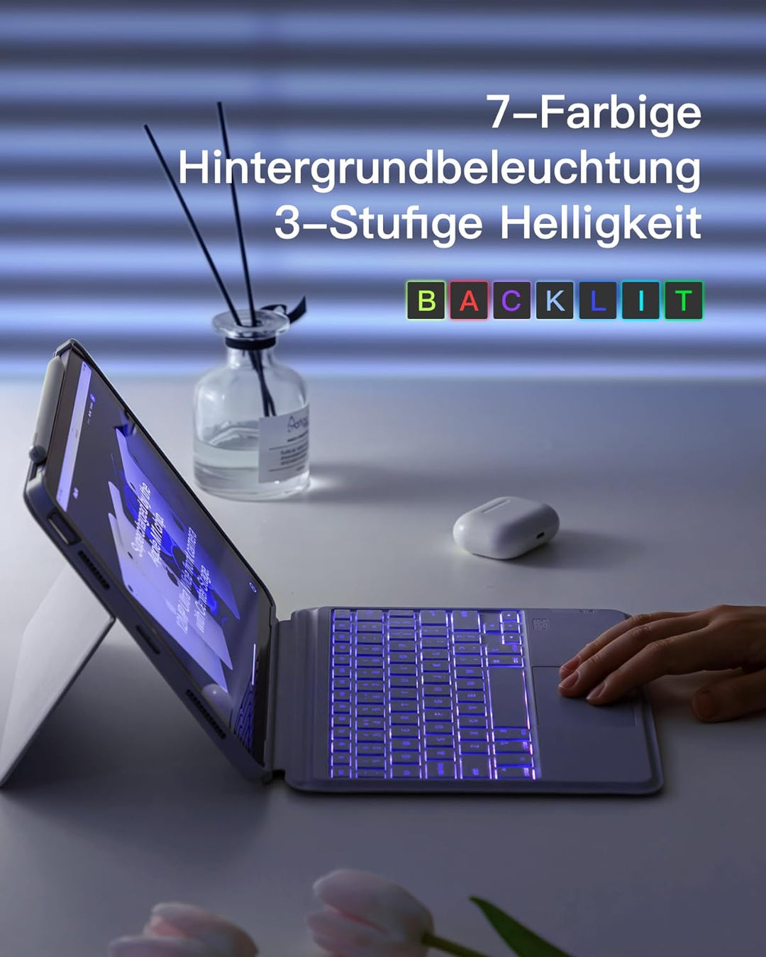 Inateck Tastatur Hülle Kompatibel mit iPad Air 5/4,iPad Pro 11 Zoll 4/3/2/1,Hoch-/Querformat Ständer