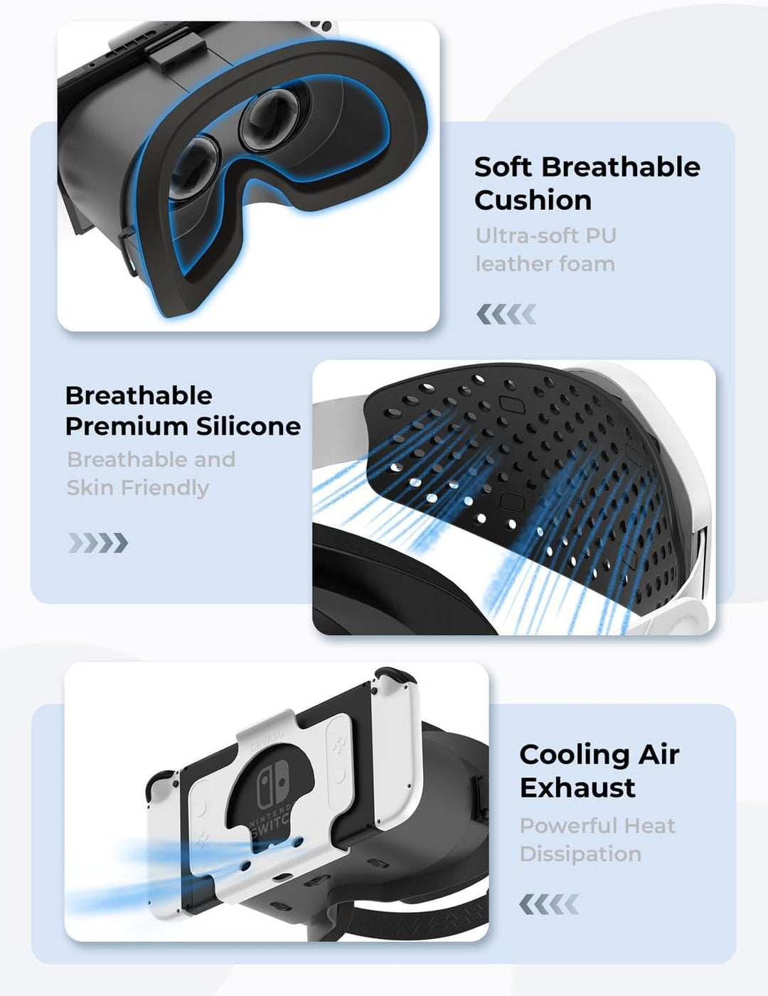 DEVASO VR Brille für Nintendo Switch/Switch OLED mit einstellbaren HD-Linsen, 3D VR (Virtual Reality