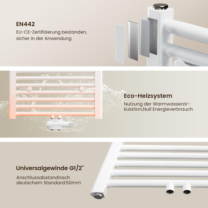 Heilmetz Badheizkörper Weiss Handtuchtrockner Heizung 700 x 400 mm Bad Heizkörper Handtuchheizkörper