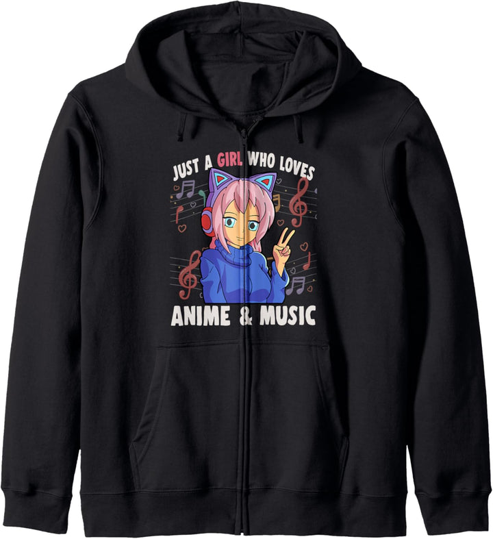 Nur ein Mädchen, das Anime und Musik Frauen Anime liebt Kapuzenjacke