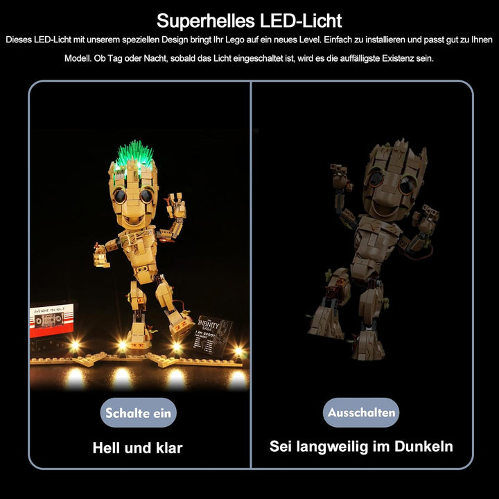 BrickBling Led Licht Set für Lego 76217 Marvel Ich Bin Groot Spielzeug, Led Beleuchtungs Set für Leg