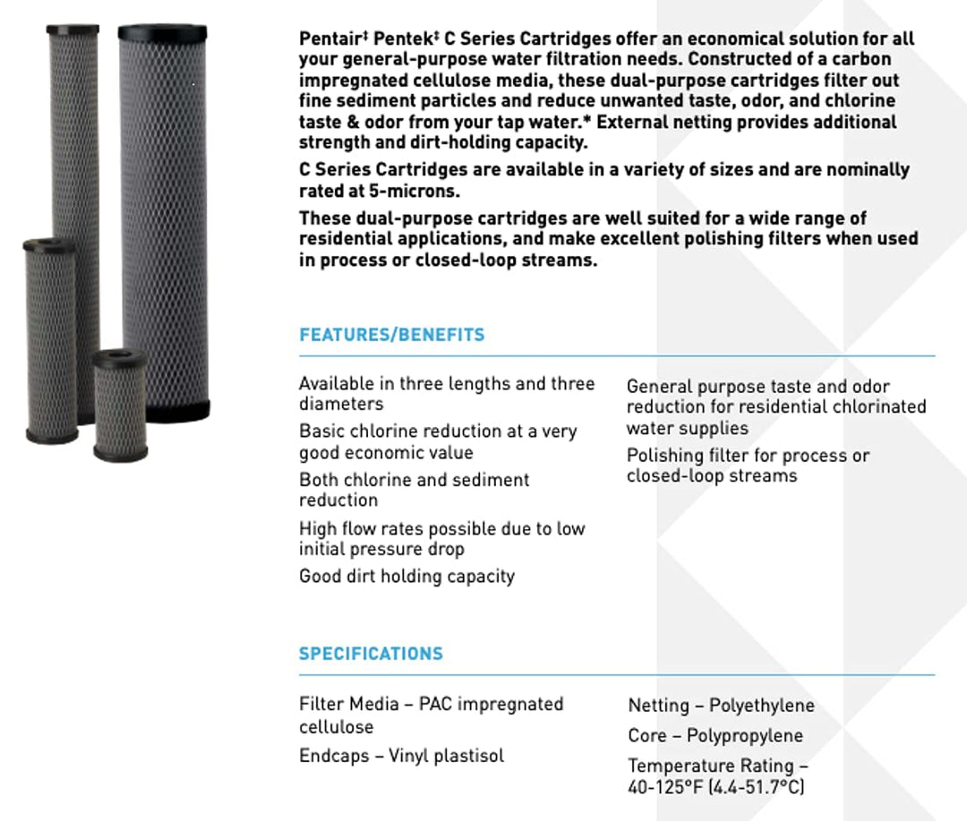 Pentair Pentek C1 Kohlewasserfilter, 25,4 x 6,3 cm, 25,4 cm, 5 Mikron