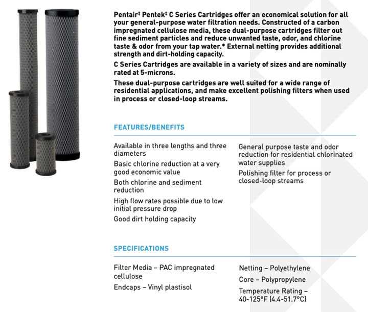 Pentair Pentek C1 Kohlewasserfilter, 25,4 x 6,3 cm, 25,4 cm, 5 Mikron