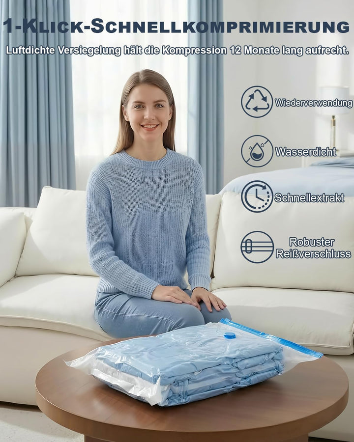 Vakuumbeutel für Kleidung, 4er-Set Vakuumbeutel (4 * 100x80cm), Vacuum Bags for Clothing für Reisen,