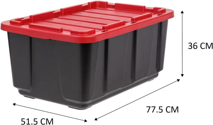 Iris Ohyama Heavy Duty Organisation Boxes, 100L, 3er-Set, Schwarz, Gross, Robust, Stapelbar, Aufbewa