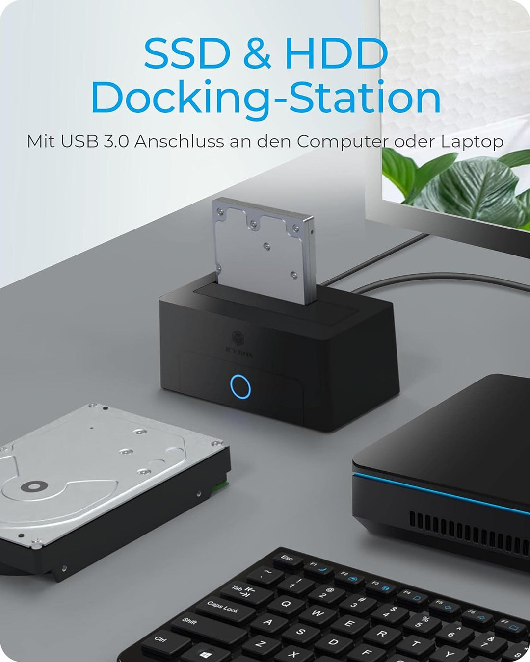 ICY BOX HDD / Festplatten Docking Station USB 3.0 für SATA 2,5 Zoll & 3,5 Zoll, Festplatten Lesegerä