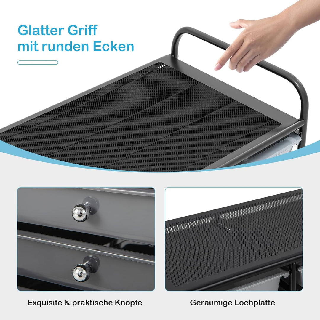 COSTWAY Rollwagen mit 15 stapelbaren Schubladen, Schubladenwagen Rollcontainer mit Metallgestell und