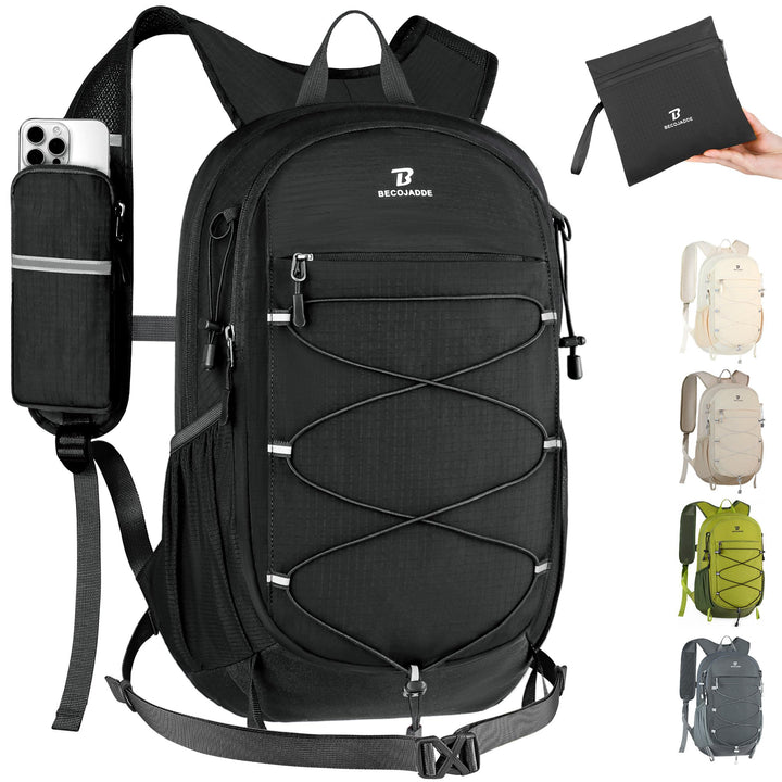 BECOJADDE 20L Kleiner Wanderrucksack Tagesrucksack Herren Damen Leichter Faltbarer Rucksack mit Brus