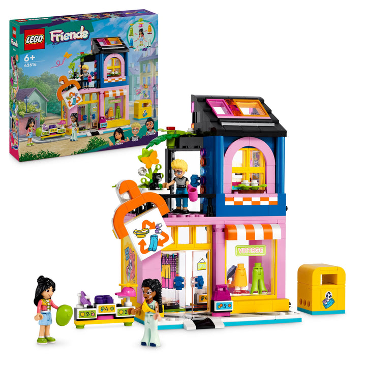 LEGO Friends Vintage-Modegeschäft, Bausatz für Kinder mit Spielzeug-Laden, Figuren und Katze, Modell