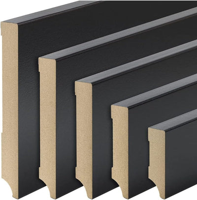 REESE Sockelleisten Schwarz | Weimarer Profil | MDF Folie | 40mm Höhe | 40 Stück / 92 lfm 40mm 40 St