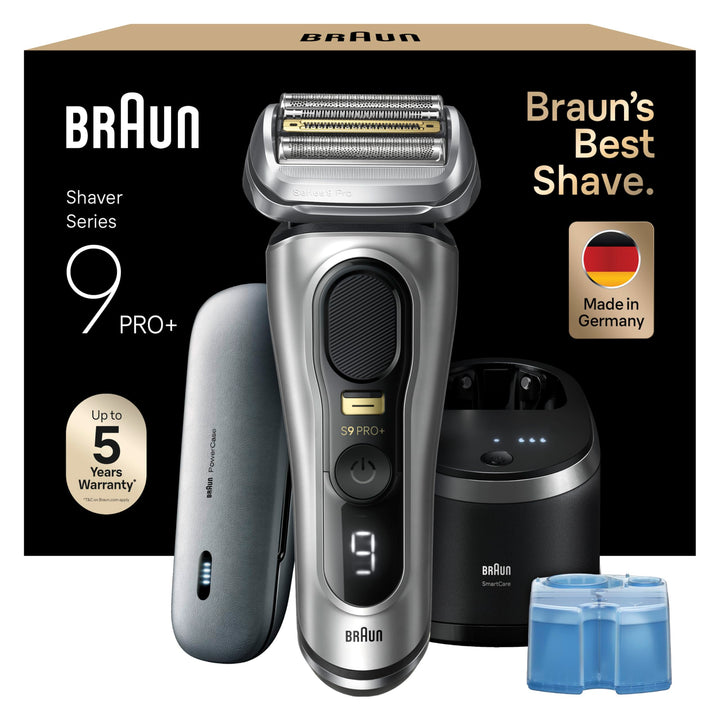 Braun Series 9 Pro+ Rasierer Herren, Elektrorasierer mit 5 Pro Rasierelementen, Langhaarschneider &