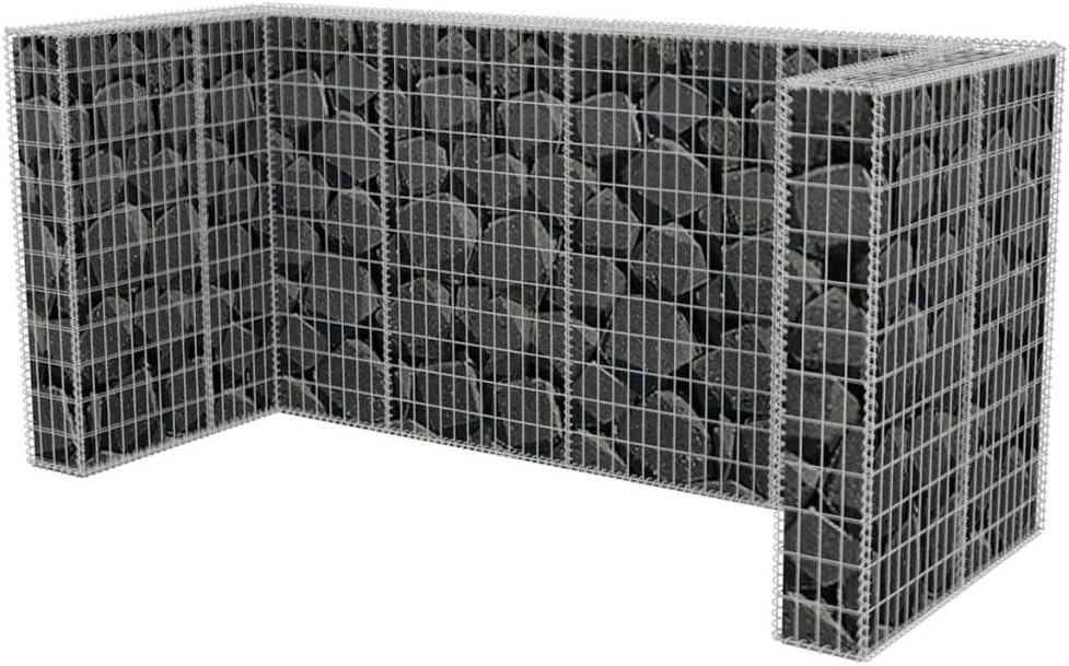 Festnight Gabione Mülltonnenbox Mülltonnenverkleidung für 3 Mülltonnen U-förmig 250 x 100 x 120 cm S