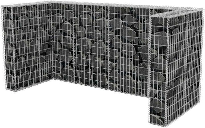 Festnight Gabione Mülltonnenbox Mülltonnenverkleidung für 3 Mülltonnen U-förmig 250 x 100 x 120 cm S