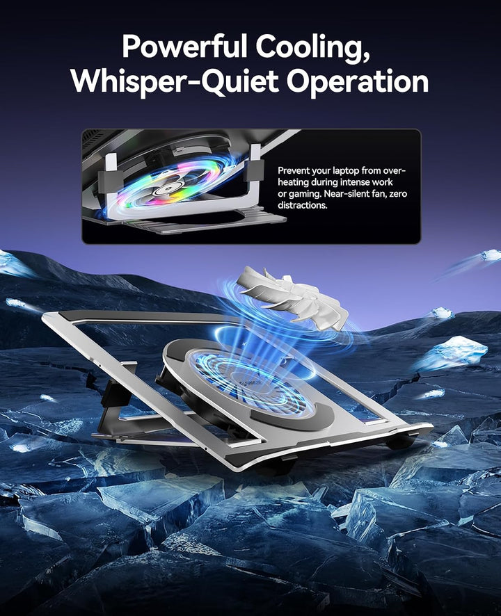 ORICO Laptop Ständer aus Aluminium mit USB-Lüfter, Ergonomisch, Höhenverstellbar und Klappbar für La