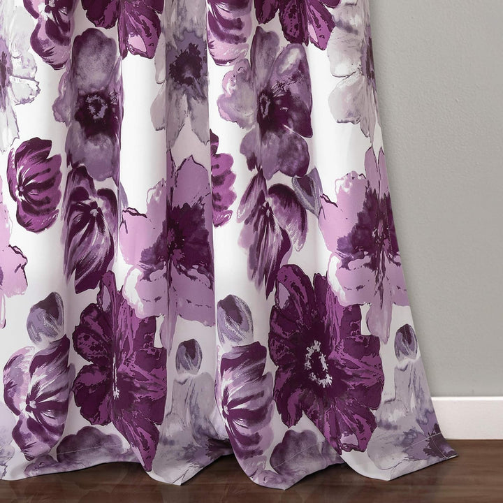 Lush Decor Leah Room Verdunkelungsvorhang für Fenster, isoliert, Blumenmuster, 132 x 240 cm, Violett