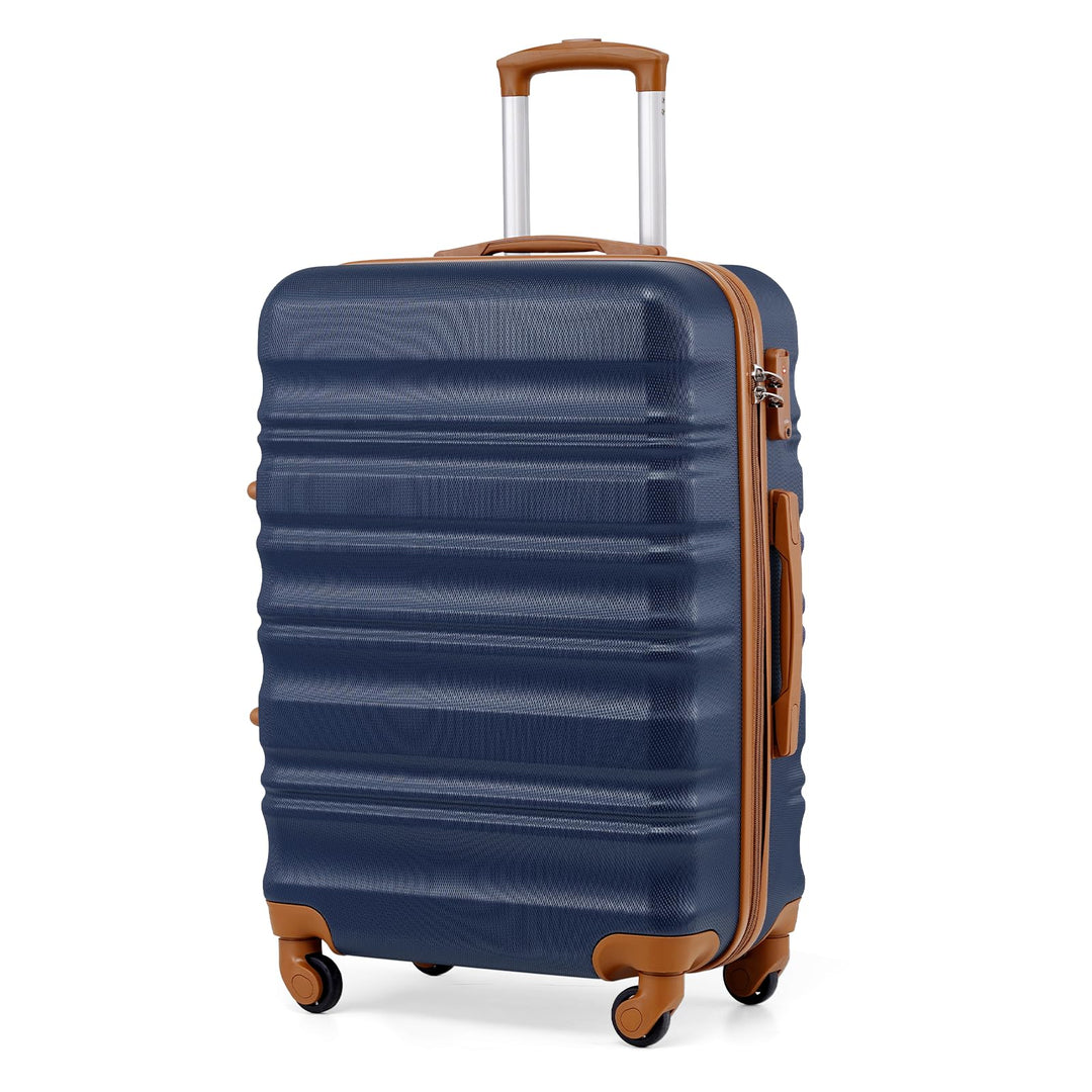 COOLIFE Hartschalen-Koffer Trolley Rollkoffer Reisekoffer mit TSA-Schloss und 4 Rollen (Blau/Braun,