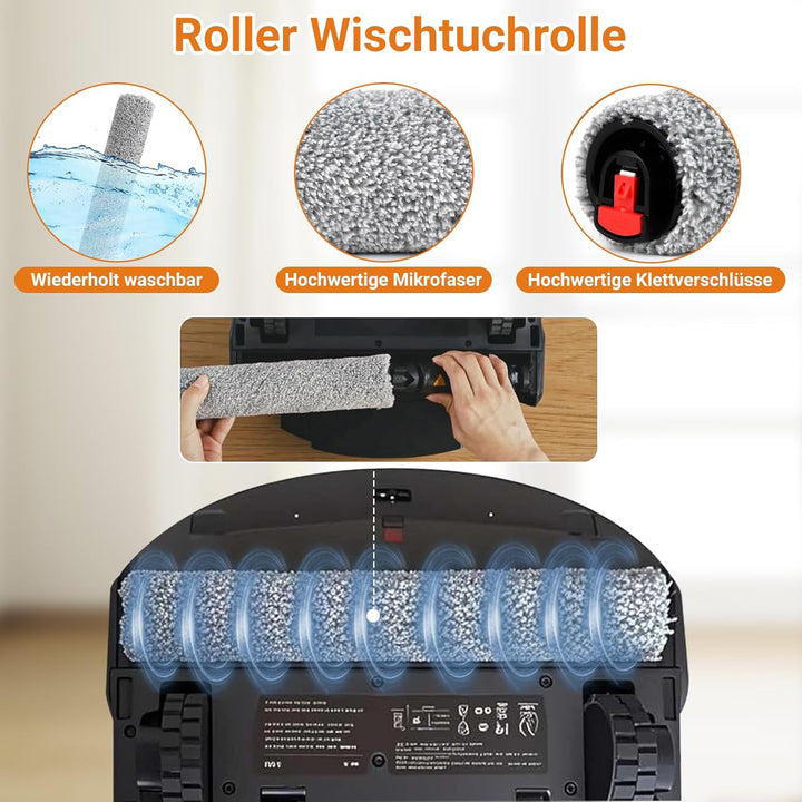 25 Stück Zubehörset für Eufy S1 Pro Saugroboter, 1 Hauptbürste, 1 Roller Wischtuchrolle, 4 Filter, 6