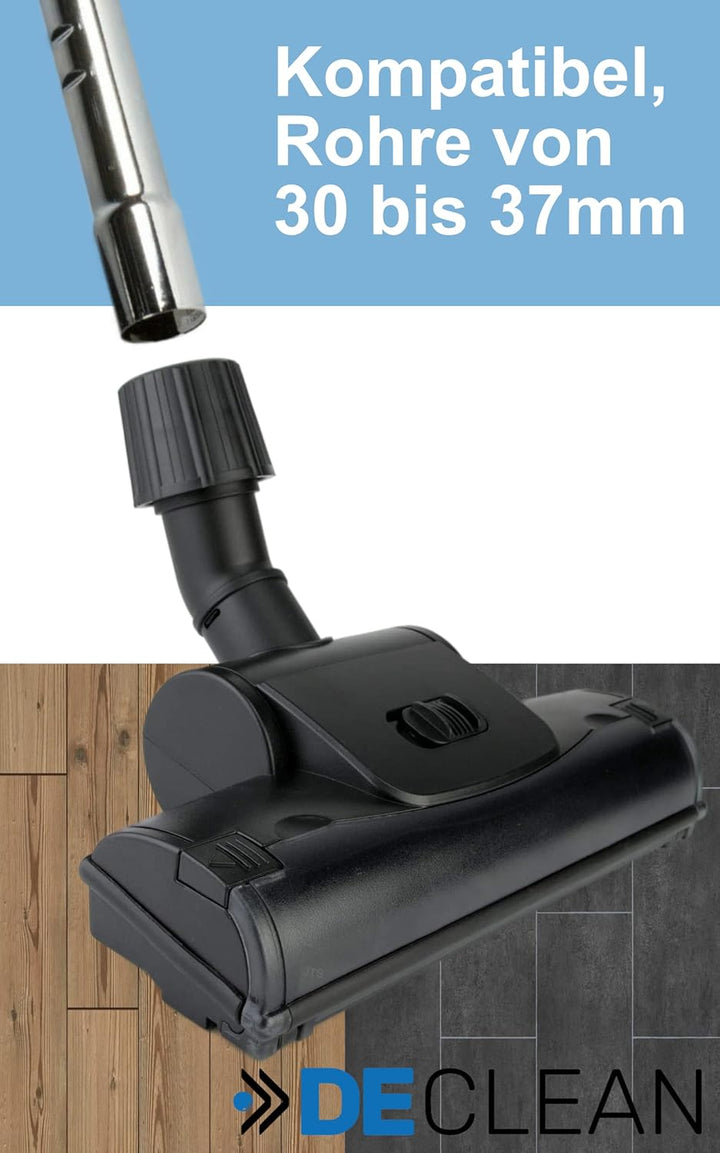 DeClean Universal Bodendüse Turbodüse mit rotierenden Bürste 30-37mm Rohranschluss kompatibel mit St