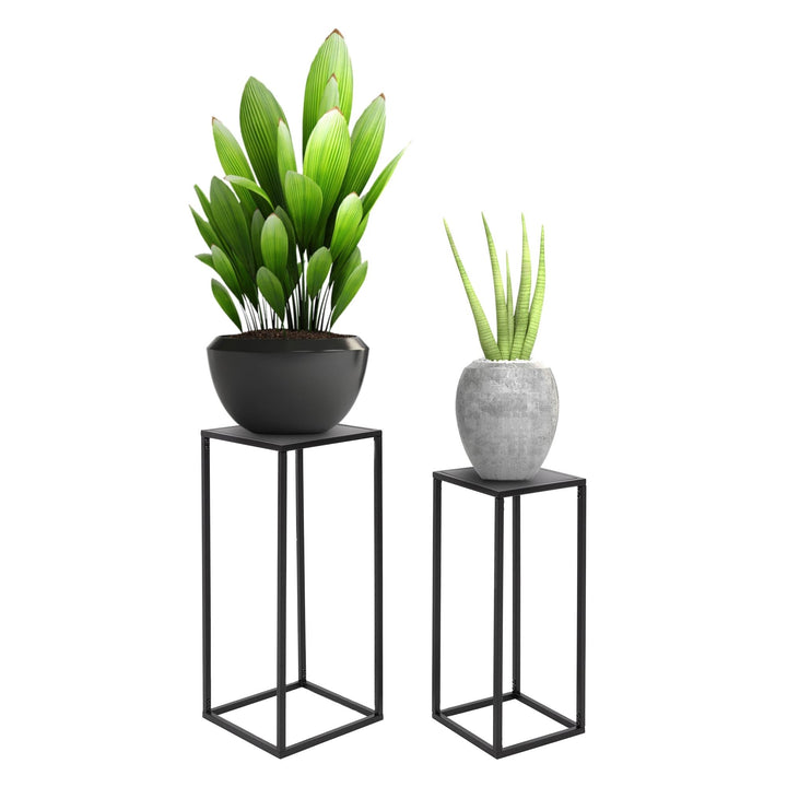 ML-Design Blumenständer im 2er Set, Schwarz, 20x60x20/30x70x30 cm, Moderne Blumentopfständer, Wetter