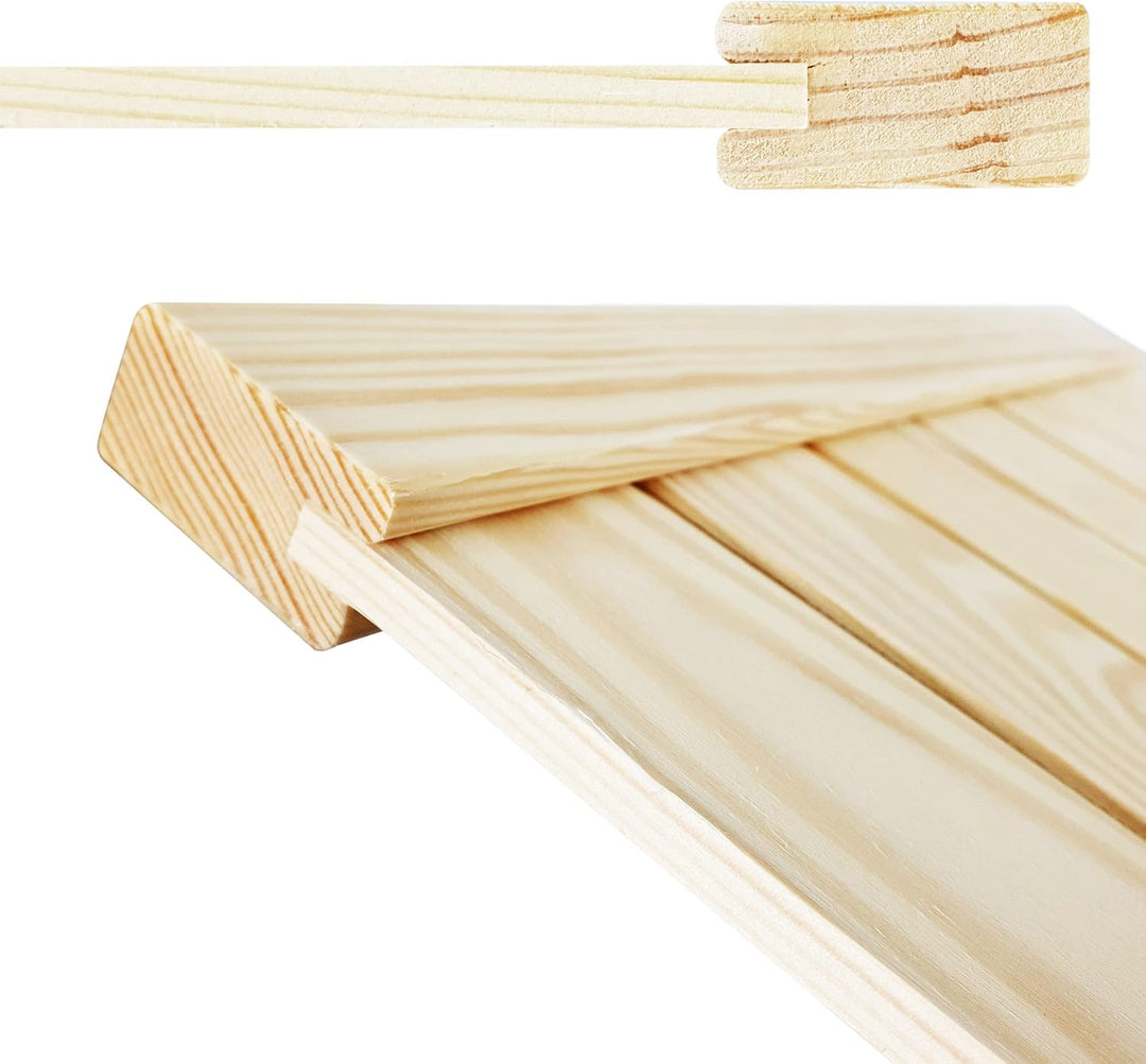 DecoMeister Lamellentür Holztür Natur mit geschlossenen Profilbretter 394x766 mm für Schränke, Regal