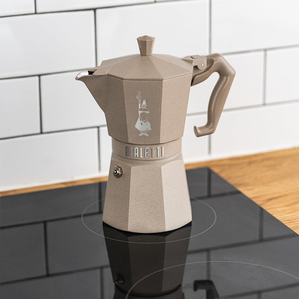 Bialetti Moka Exclusive Octagonal Induction 6 Tassen – Espressokocher aus Aluminium und Stahl, Deser