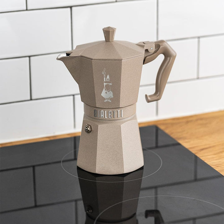 Bialetti Moka Exclusive Octagonal Induction 6 Tassen – Espressokocher aus Aluminium und Stahl, Deser
