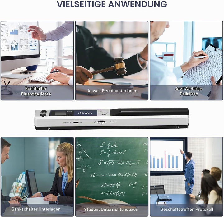 AOZBZ Tragbarer Dokumentenscanner, 900 DPI, Handgerät, USB-Bildscanner, A4, Farbfoto, mobiler Scanne