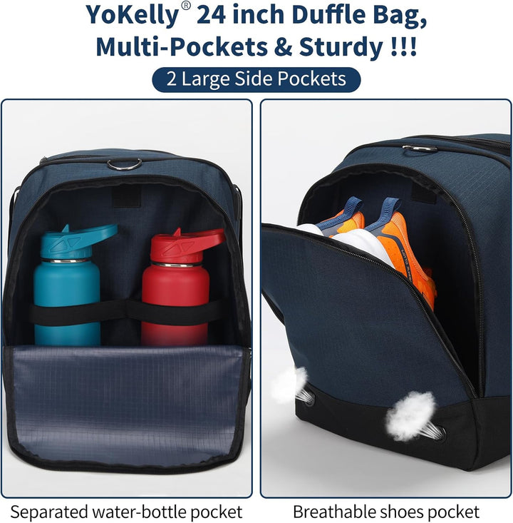 65L Sporttasche Herren Gross - 24 inch Reisetasche mit Hartem Boden und Schuhfach für Sport/Reisen 6