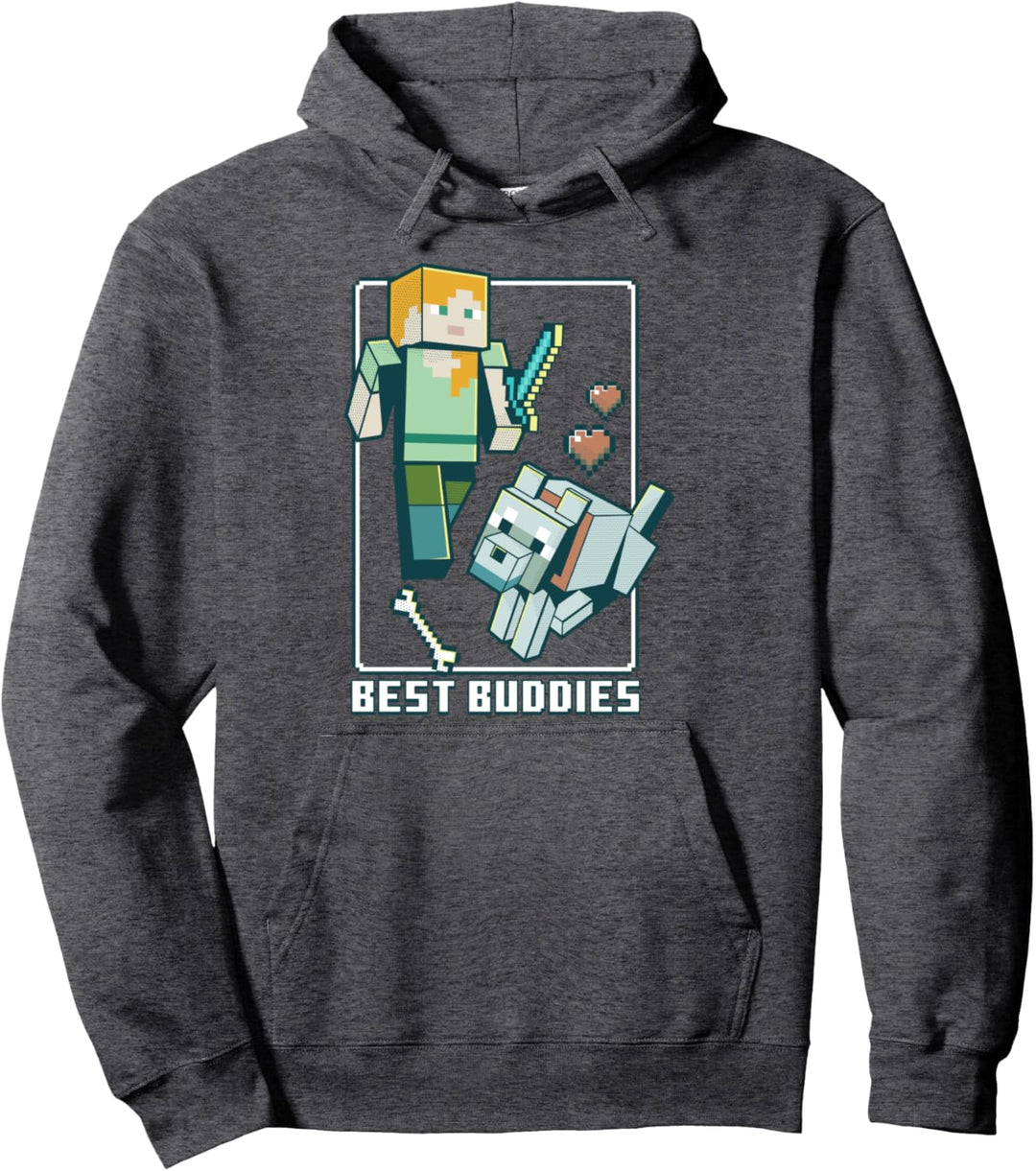 Minecraft Alex and Wolf Best Buddies Pullover Hoodie