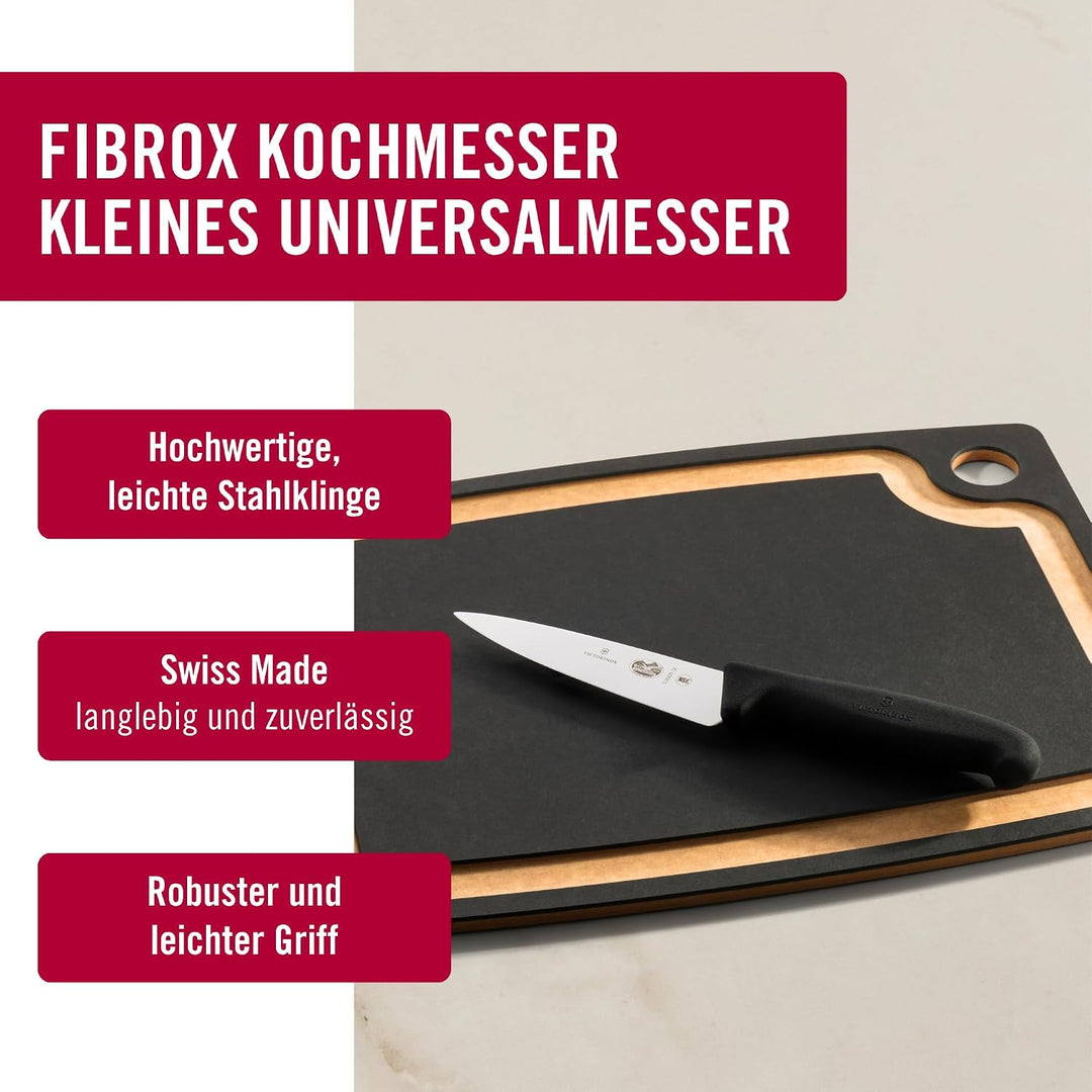 Victorinox Fibrox Kochmesser, Kleines Universalmesser für Obst und Gemüse, 12 cm, Gerade Klinge, Sch
