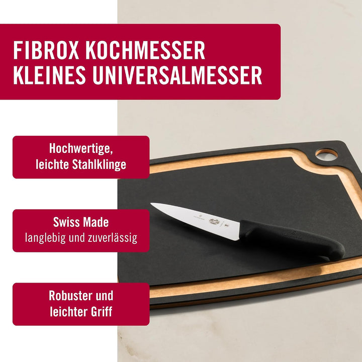 Victorinox Fibrox Kochmesser, Kleines Universalmesser für Obst und Gemüse, 12 cm, Gerade Klinge, Sch