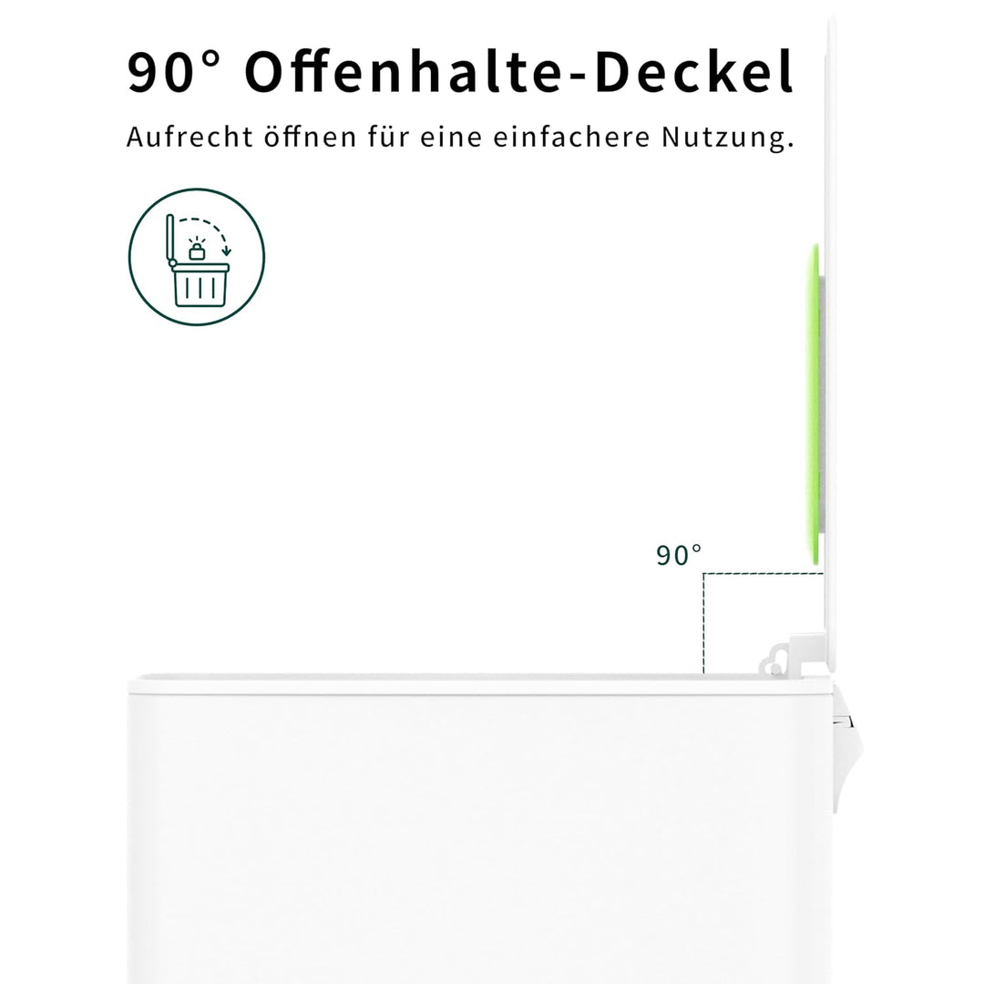 EverGrove 10L schmaler Edelstahl Mülleimer mit Pedal, Soft‑Close Deckel und Geruchsfilter, Slim Bade
