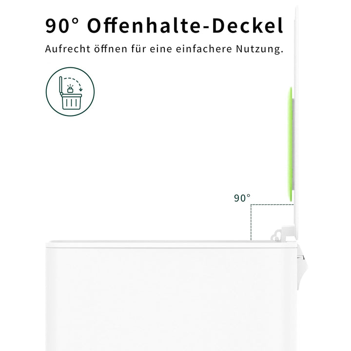 EverGrove 10L schmaler Edelstahl Mülleimer mit Pedal, Soft‑Close Deckel und Geruchsfilter, Slim Bade