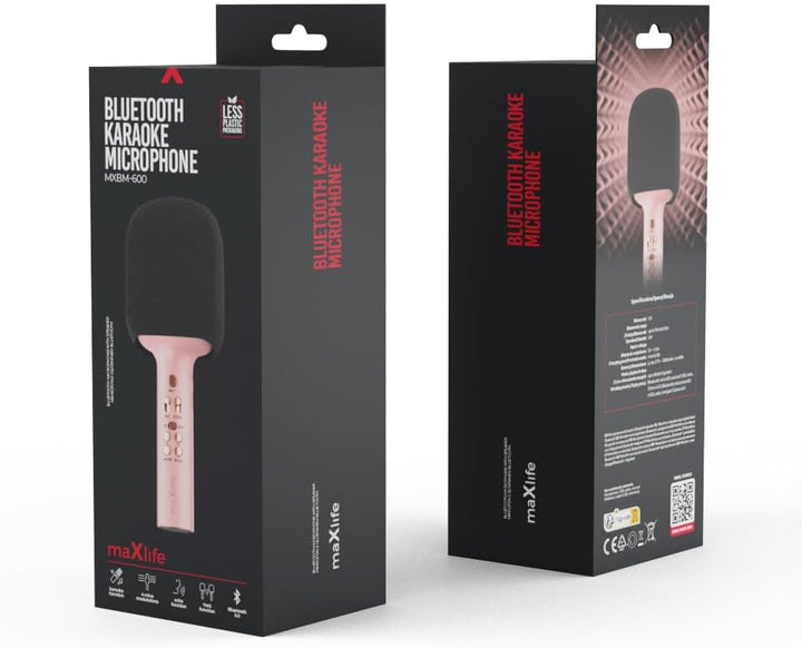 FOREVER MaxLife Bluetooth-Mikrofon mit Lautsprecher MXBM-600 Rosa Kabellos Lautsprecher mit Microfon