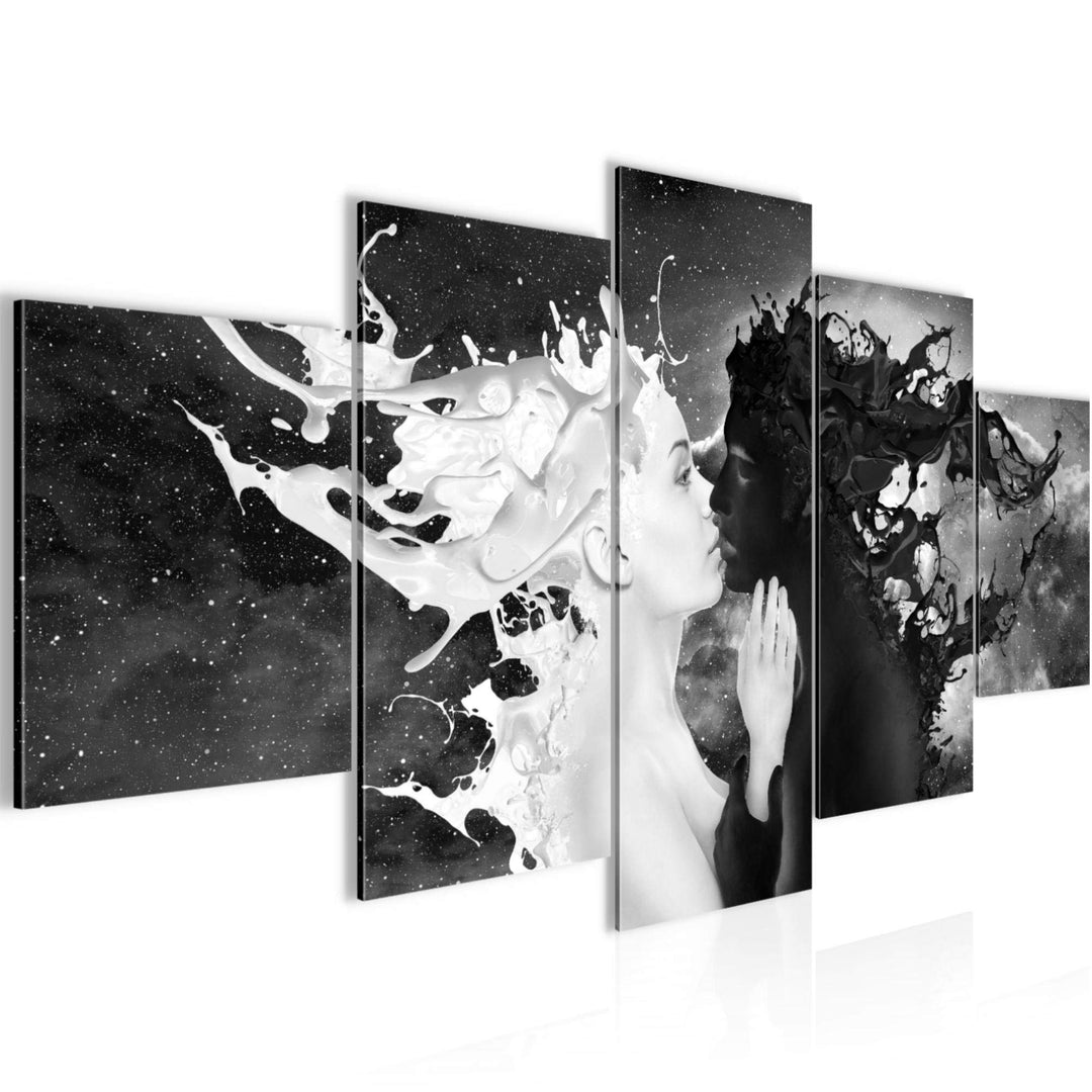Runa Art - Bilder Milk und Coffee 200 x 100 cm 5 Teilig XXL Wanddekoration Design Schwarz Weiss 0050