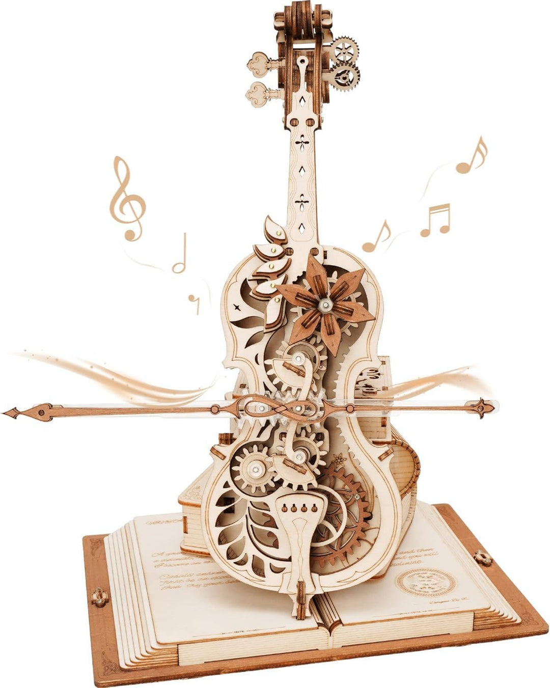 ROBOTIME 3D Puzzle Holz für Erwachsene, Modellbausatz zu Bauen, Magic Cello Spieluhr Zahnrad Modell