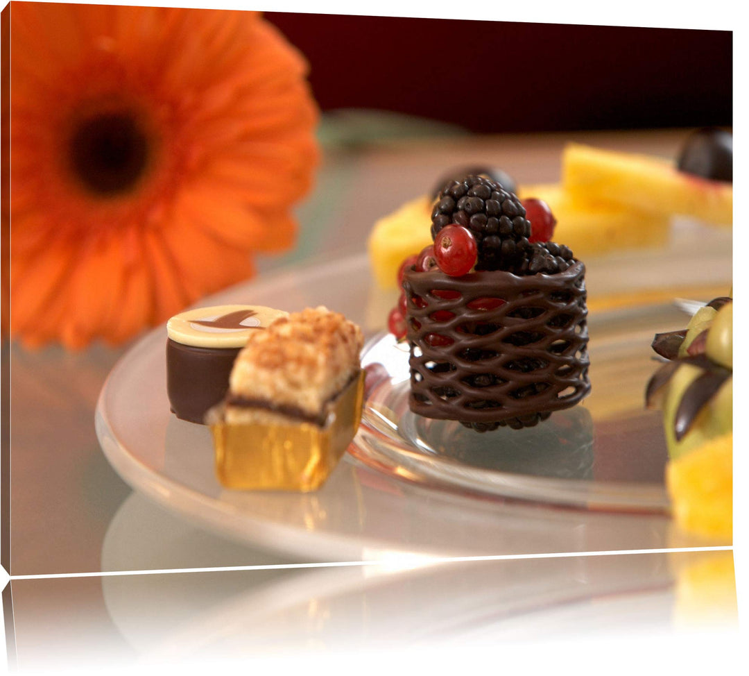 Pixxprint appetitliche Desserts auf Leinwand, XXL riesige Bilder fertig gerahmt mit Keilrahmen, Kuns