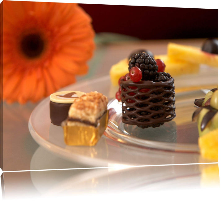 Pixxprint appetitliche Desserts auf Leinwand, XXL riesige Bilder fertig gerahmt mit Keilrahmen, Kuns