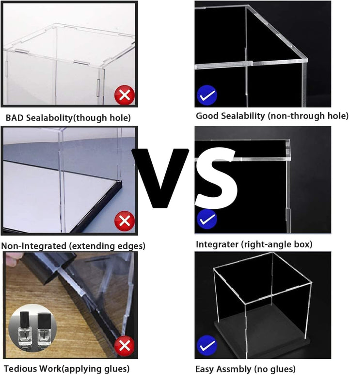 Nynelly Vitrine für Sammler, Vitrine aus Acryl für Figuren, transparente Acrylbox mit weisser Basis,