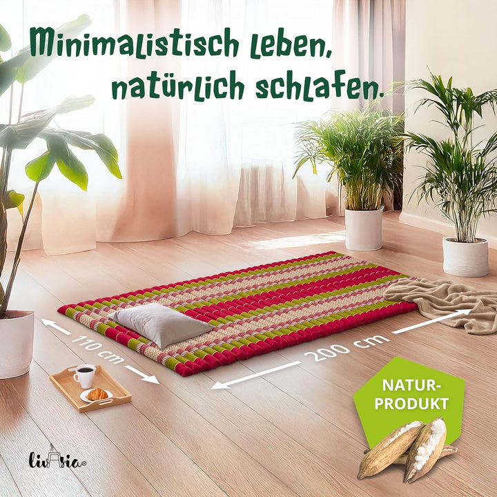 livasia Rollmatte Rollmatratze L-200x110x4,5cm, Gästebett Gästematratze 1 Person, Reisebett Kofferra