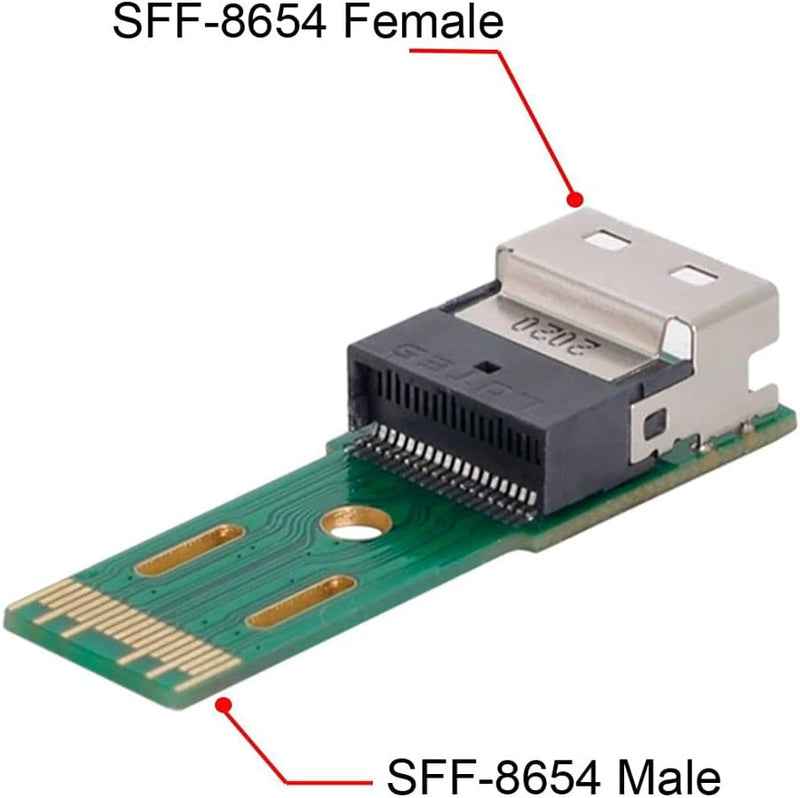 CY ChenYang SFF-8654 PCI-E Slimline SAS 4i 38Pin Stecker auf SFF-8654 SAS 4.0 38Pin Buchse SFF-8654