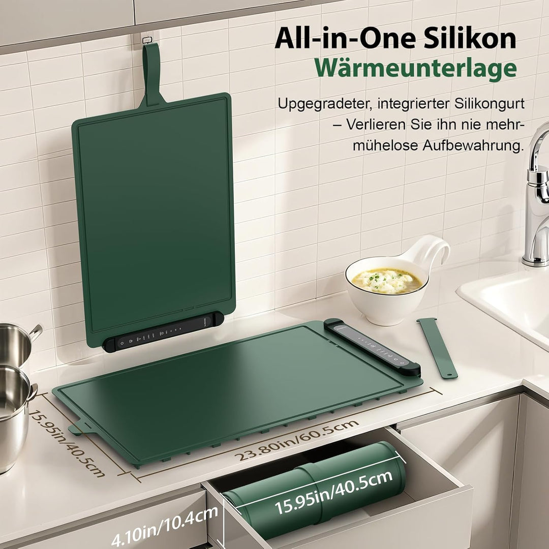 Silikon Warmhalteplatte Elektrisch für Speisen: 60×40 cm Tragbare Regelbar Wärmeplatte Essen Kueche