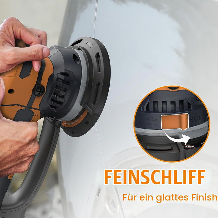 MAXXT 800W Dual-Modus Exzenterschleifer: Grob- &amp; Feinschliff-Umschaltung | Hocheffiziente Staubabsau