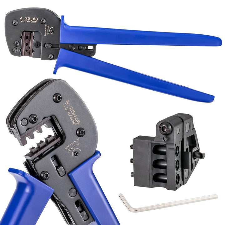 hb-digital Profi Crimpzange für Solarstecker Ø 2,5 / 4 / 6 mm² Querschnitt Solar-Kontaktlamellen Prä