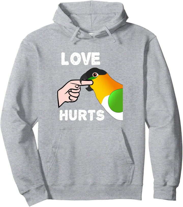 Schwarzköpfiger Caique Papagei Liebe tut weh Pullover Hoodie