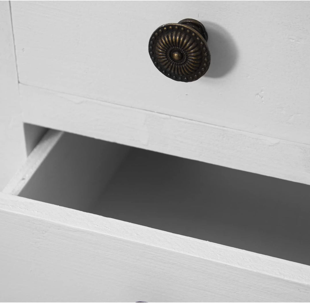 DRW Konsolentisch mit 5 Schubladen aus Holz in Weiss, 120 x 34 x 78 cm, bunt, estandar